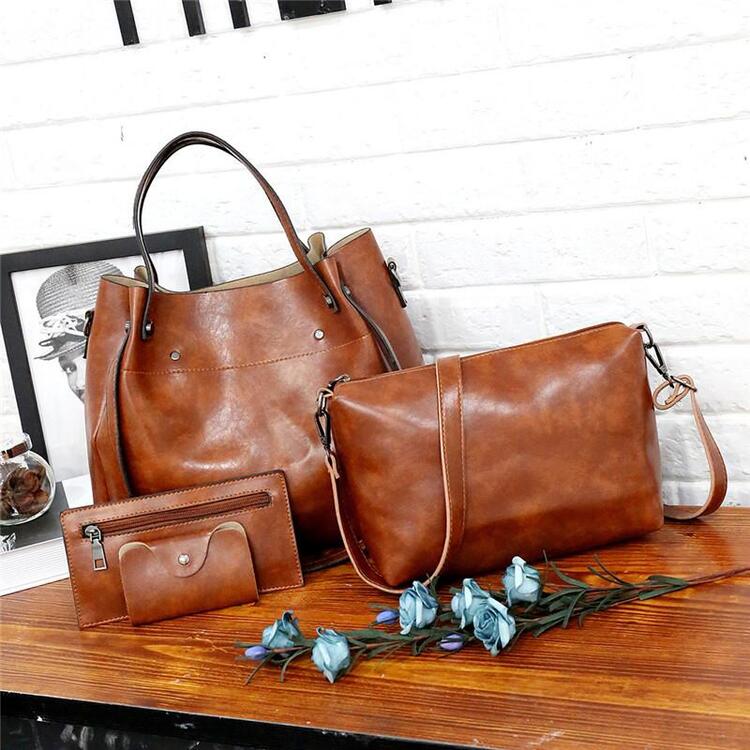 Vintage 4-Piece Leather Bag Set