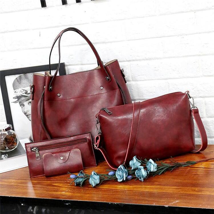Vintage 4-Piece Leather Bag Set