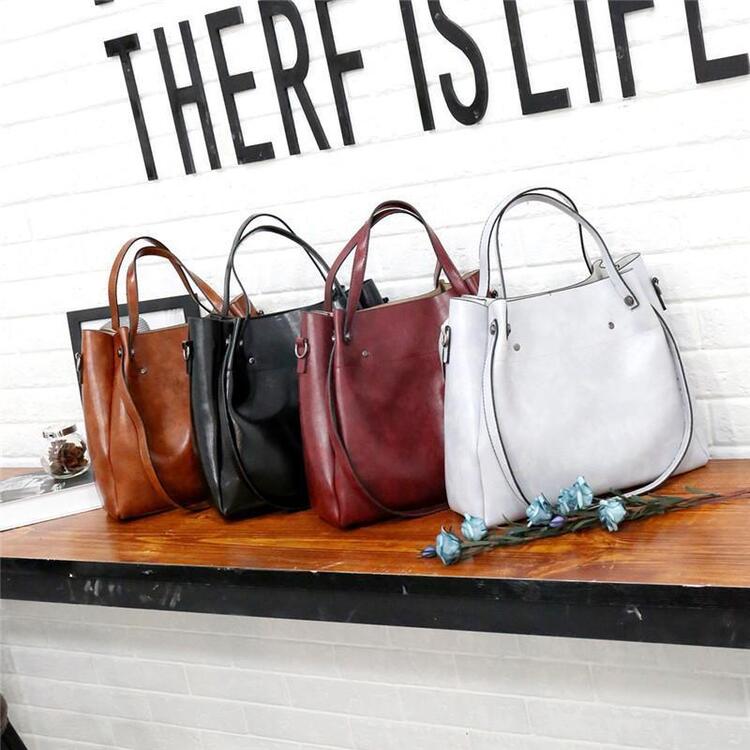 Vintage 4-Piece Leather Bag Set