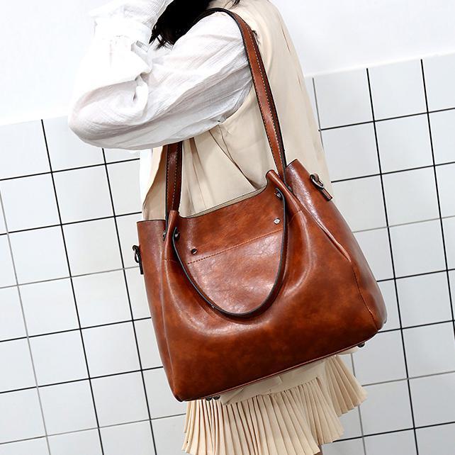 Vintage 4-Piece Leather Bag Set