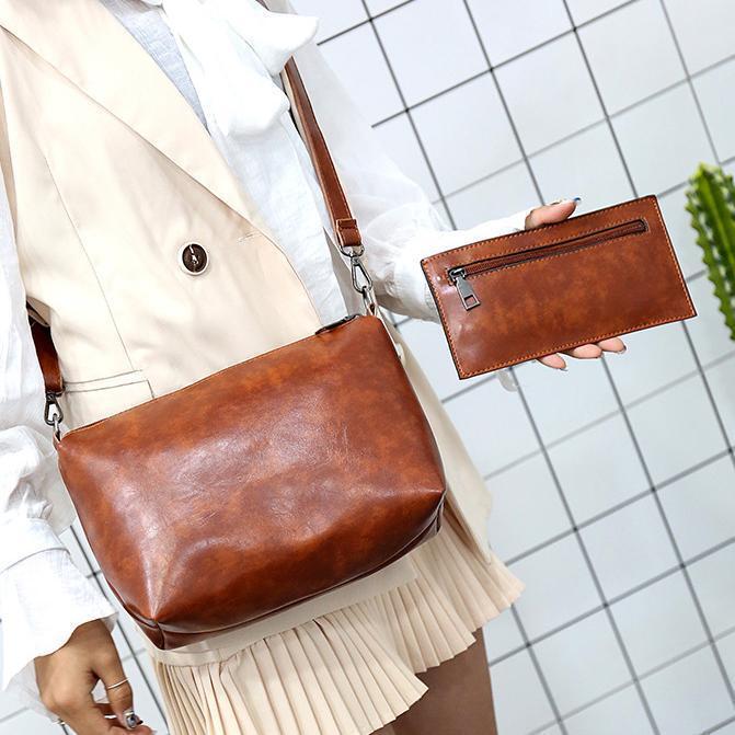Vintage 4-Piece Leather Bag Set