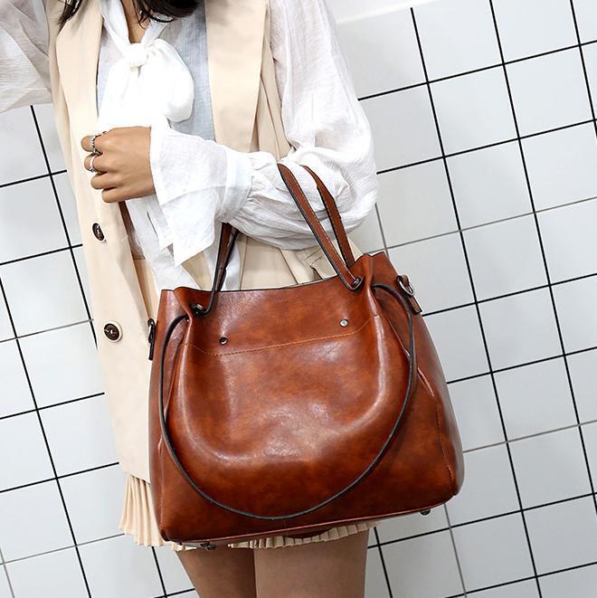 Vintage 4-Piece Leather Bag Set