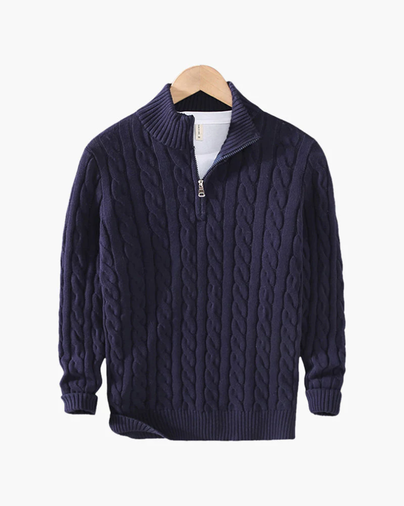 Daniel | Half-Zip Cable Knit Sweater For Men