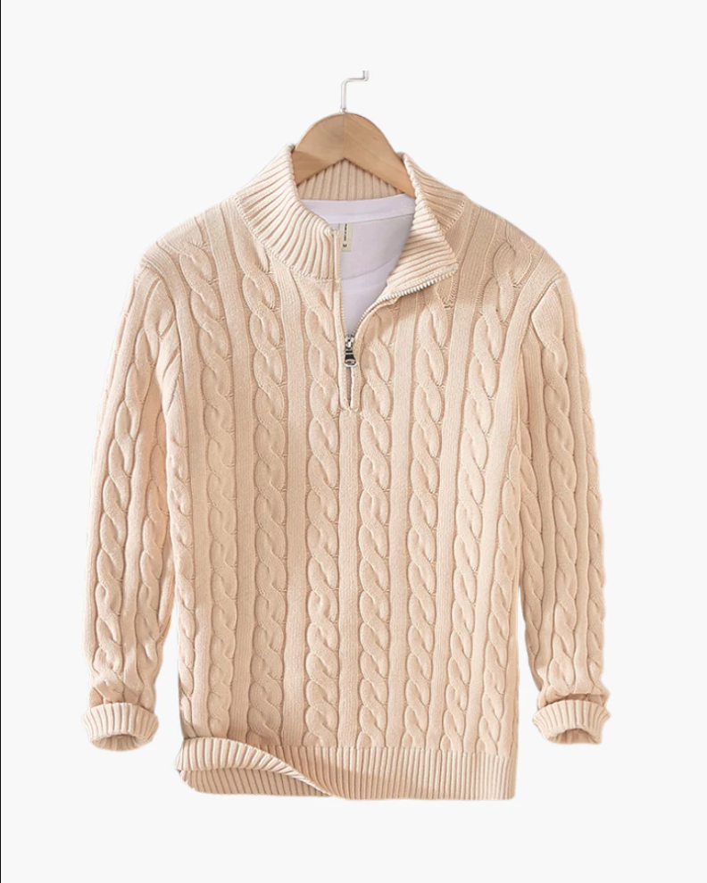 Daniel | Half-Zip Cable Knit Sweater For Men