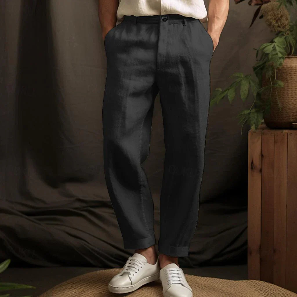 Oliver ™ | Light Linen Relaxed Fit Trousers For Men