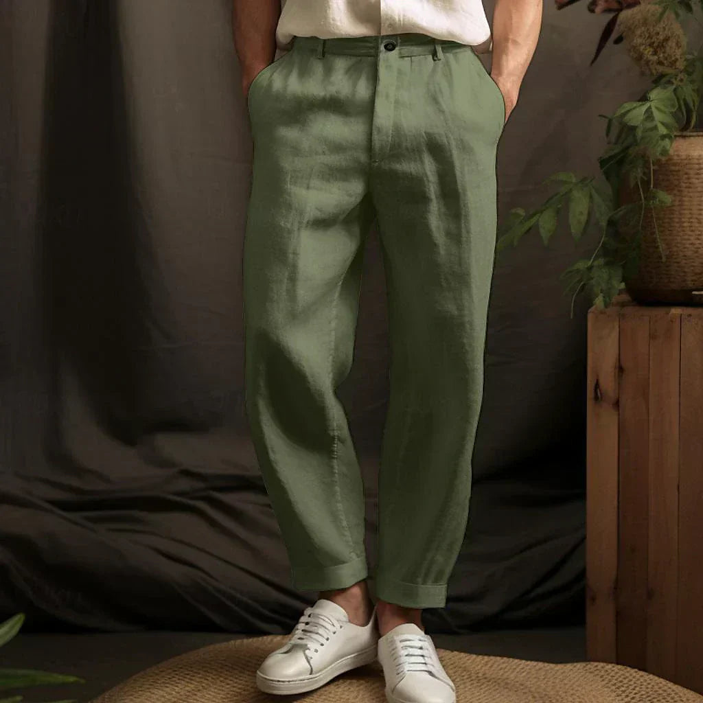 Oliver ™ | Light Linen Relaxed Fit Trousers For Men