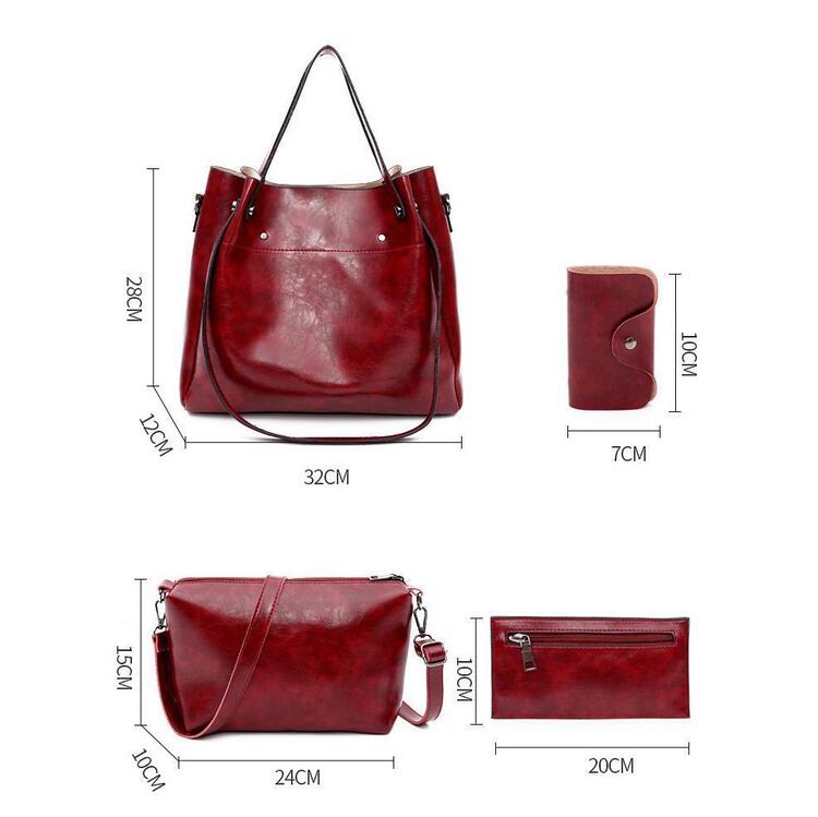 Vintage 4-Piece Leather Bag Set