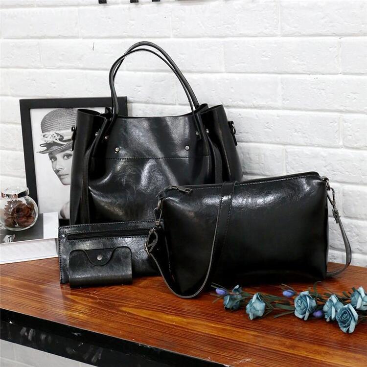 Vintage 4-Piece Leather Bag Set