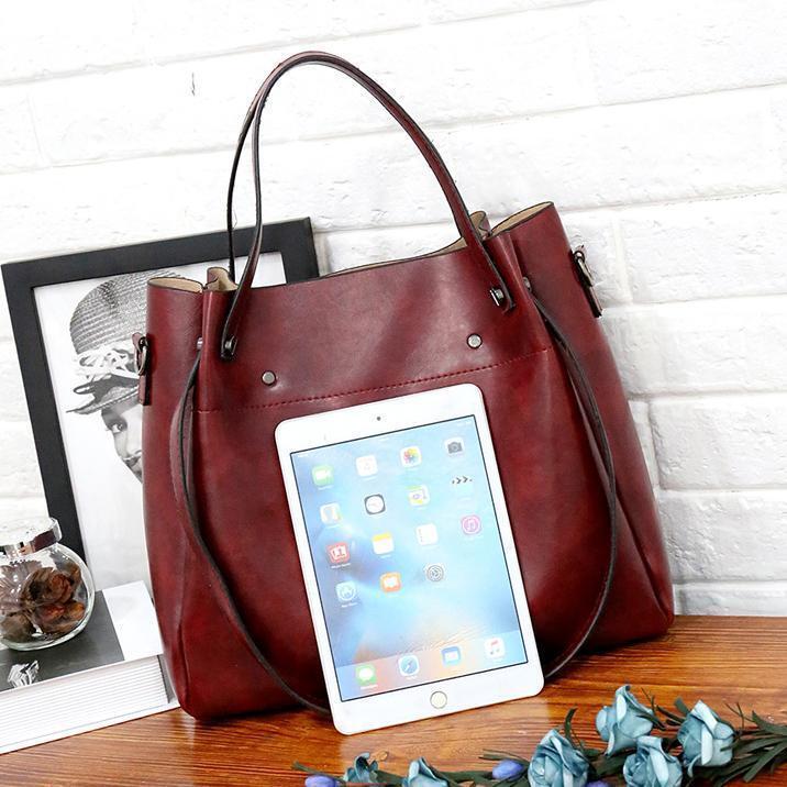 Vintage 4-Piece Leather Bag Set