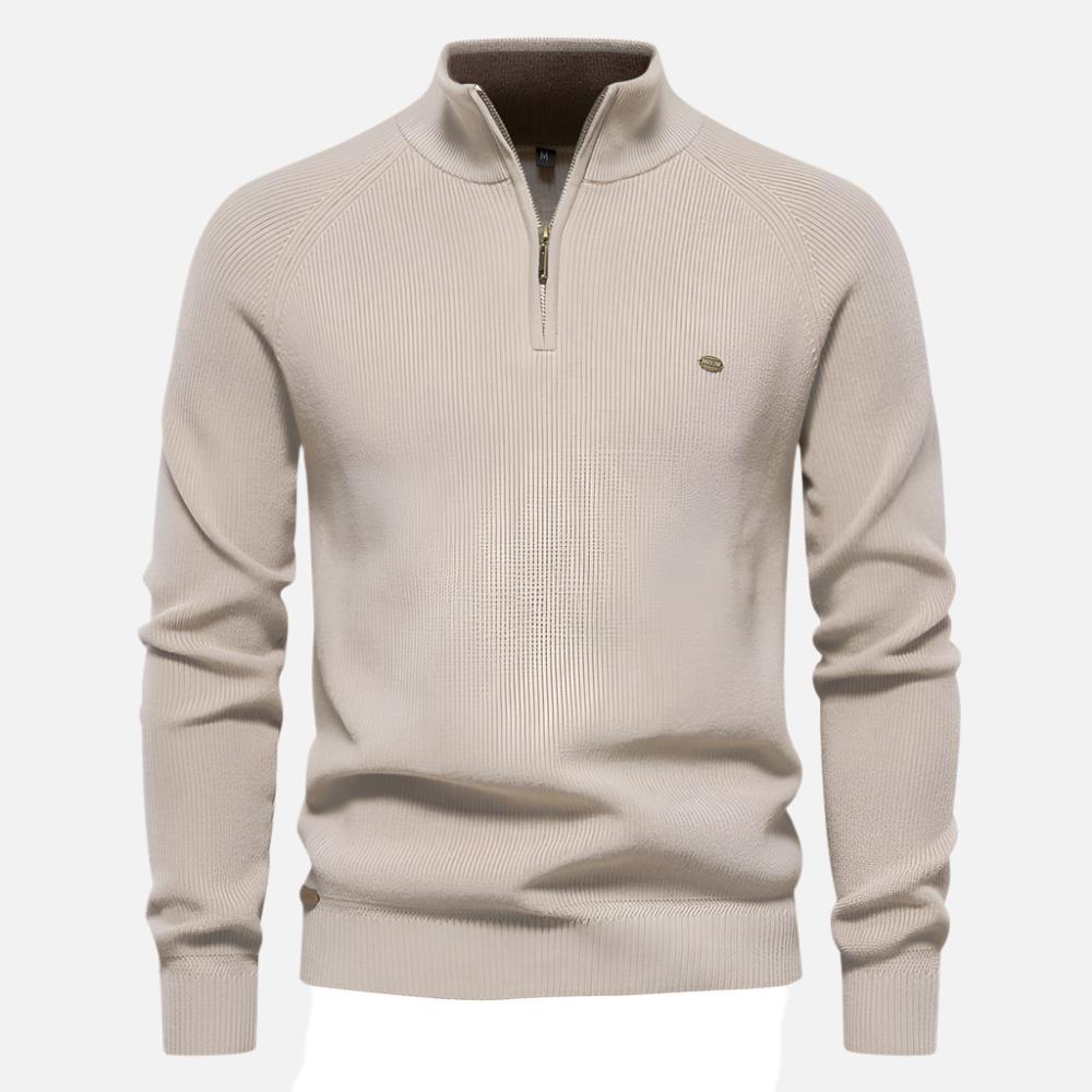 Ryan | Stylish Zip-Up Ribbed Sweater For Men