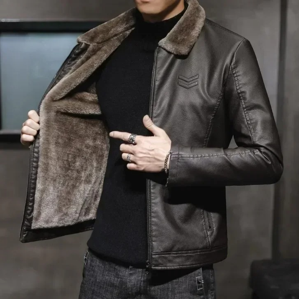 Leif ™ | Fur Lined Leather Jacket For Men