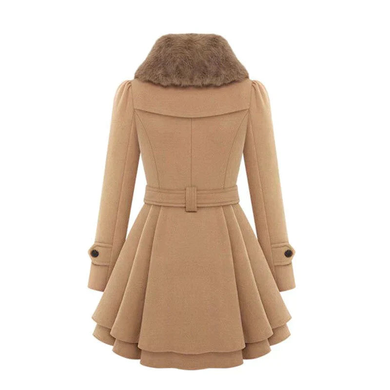 Sarena ™ | Chic Trench Coat With Vegan Fur