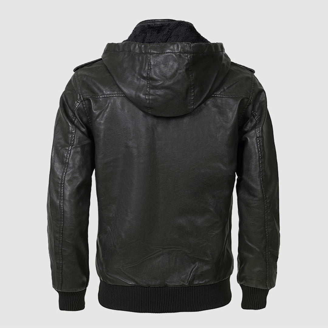 Olaf ™ | Quilted Leather Hooded Jacket For Men