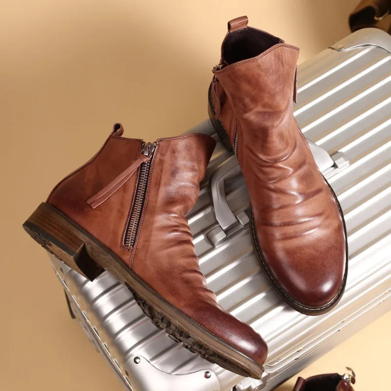 Anker™ | Stylish Zip-Up Ankle Boots For Men