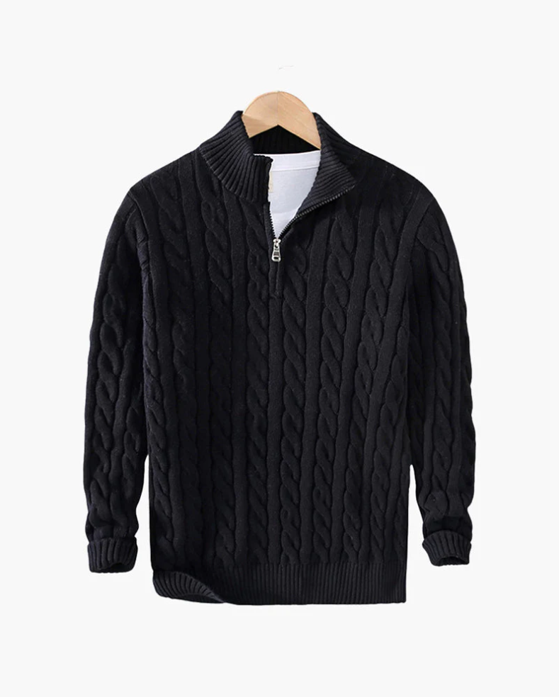 Daniel | Half-Zip Cable Knit Sweater For Men