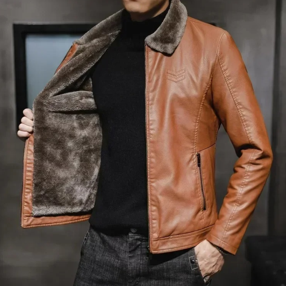 Leif ™ | Fur Lined Leather Jacket For Men