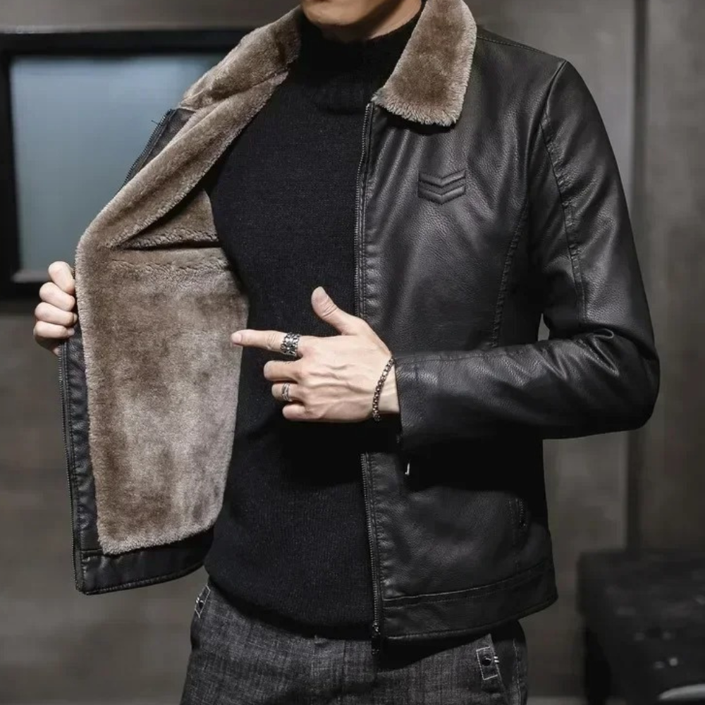 Leif ™ | Fur Lined Leather Jacket For Men